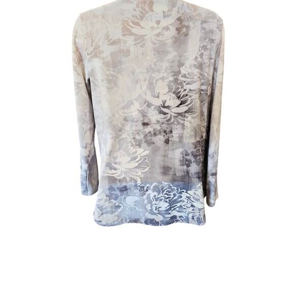 Soft surroundings size XS velour 1/4 zip floral grey white soft pullover sweater - Picture 3 of 8